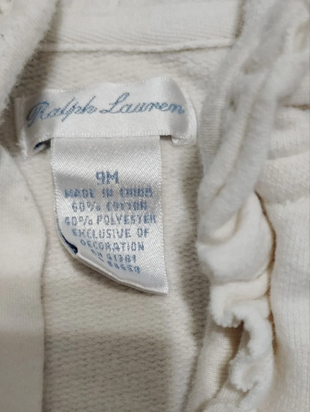 Ralph Lauren Cream Hooded Zip Sweatsuit with Pink Logo